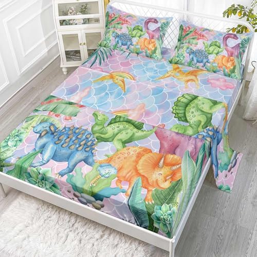 Rainbow Dinosaur Kids 4Pcs Bedding Set
