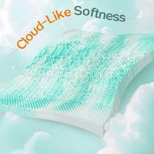SINWEEK 2 Inch Mattress Topper Green 5-Zone Pressure Relief