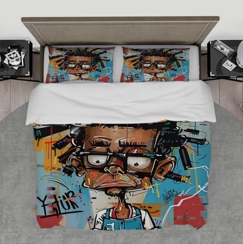 MUKULING Street Art Duvet Cover Set 3 Pieces with 2 Pillowcases Twin XL