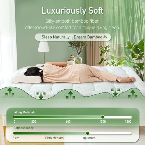 Extra Thick Queen Mattress Topper with Bamboo Viscose