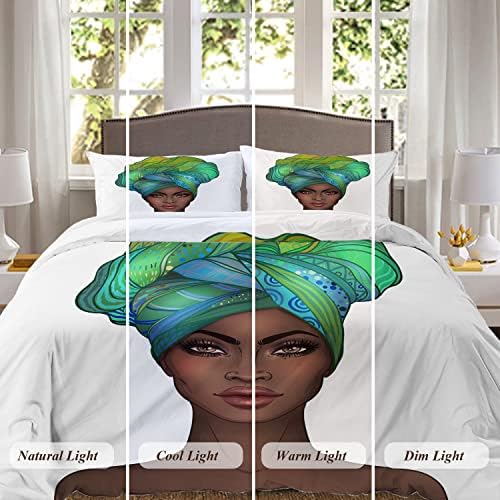 Shrahala African American Girl Duvet Cover Set Twin Size 3 Pieces