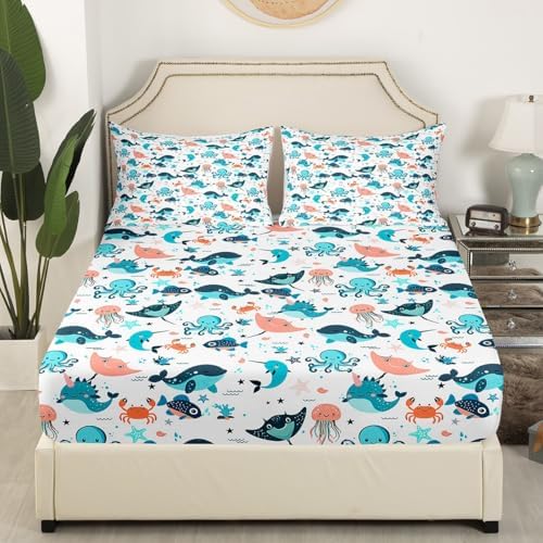 Erosebridal Whale Bed Sheet Set for Kids