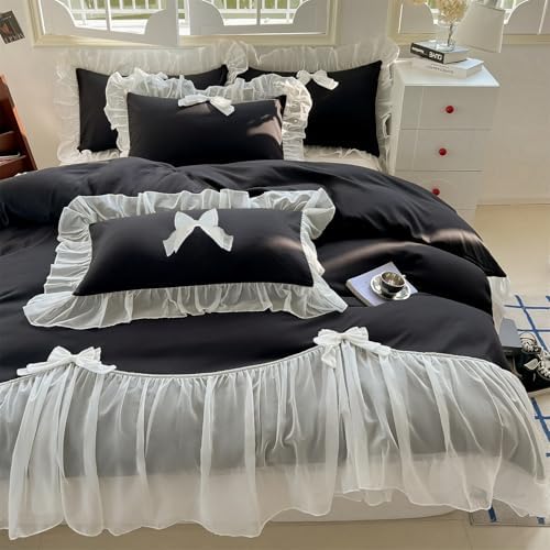 SOUKECHY Girls Lace Duvet Cover Set Twin Queen