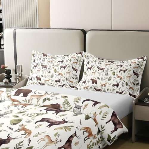 Feelyou Duvet Cover Set Woodland Pattern 100 Cotton