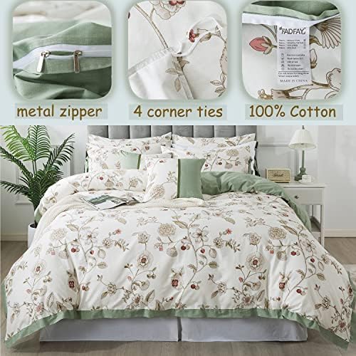 FADFAY Floral Duvet Cover Set 3PCS Shabby Chic