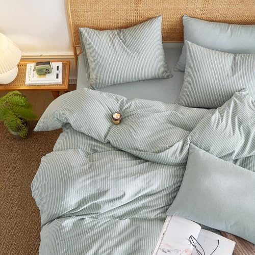 Wake In Cloud Striped Cotton Duvet Cover Set Queen Size 1