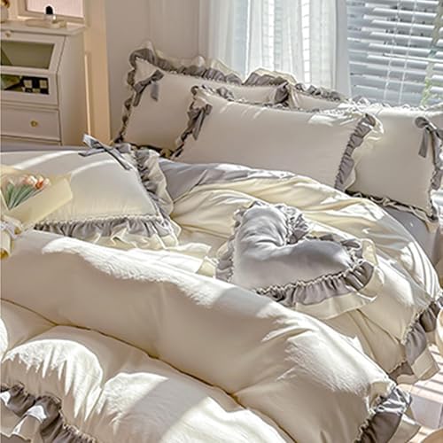 Girls Romantic Bow Duvet Cover Set 4-Piece