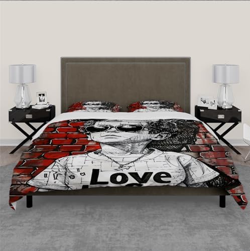 HOBBOY Red Wall Duvet Cover Set 3pc for Kids