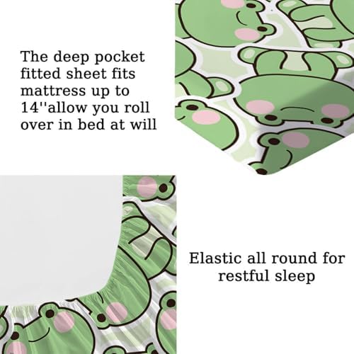 MUSOLEI Cartoon Frog Fitted Sheet Set Twin