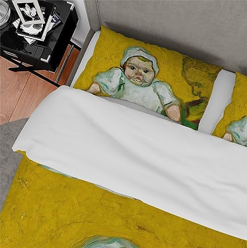 HOBBOY Duvet Cover Set with Green Yellow Pattern 3 Pieces Twin XL