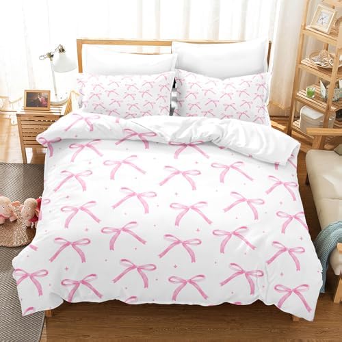 Pink Bow Duvet Cover Set with Pillowcases
