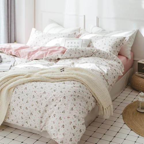 VClife Pink Floral Duvet Cover Set 3 Piece