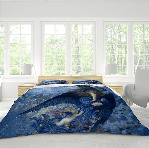 Blue Dreamy Duvet Cover Set 3 Piece Fairy Child Print Twin XL