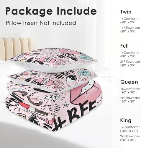 Pamnest Comforter Set Twin Size Makeup Pink Queen 1