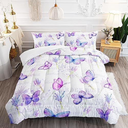 Butterfly Comforter Set Twin Size Lavender