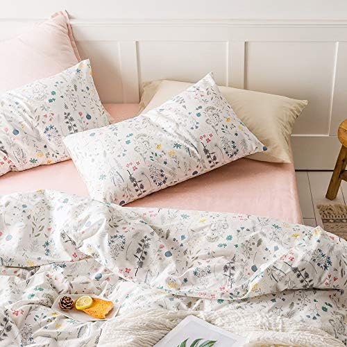 AMWAN Garden Floral Duvet Cover Set King Size 1