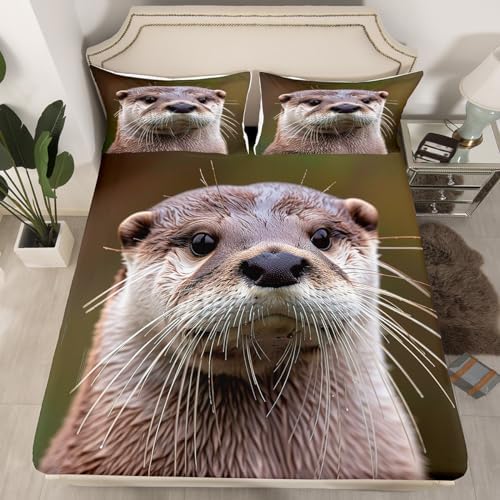 Feelyou Kids Otter Bedding Set Twin Size 3D Wildlife Sheet Set