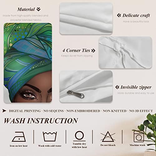Shrahala African American Girl Duvet Cover Set Twin Size 3 Pieces