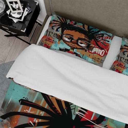 MUKULING Street Art Duvet Cover Set 3 Pieces with Zipper and Ties
