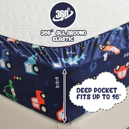 Yibeizi Car Full Size Sheet Set for Boys