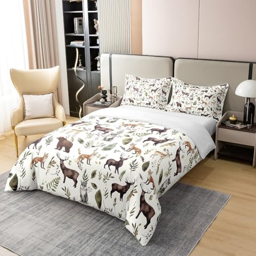 Feelyou Duvet Cover Set Woodland Pattern 100 Cotton