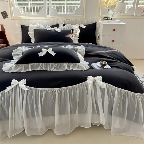 SOUKECHY Girls Lace Duvet Cover Set Twin Queen