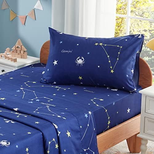 Homiest 4pcs Constellation Microfiber Sheet Set Navy Blue 1
