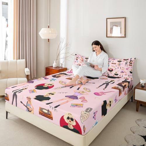 Jejeloiu Music Lover Fitted Sheet Set