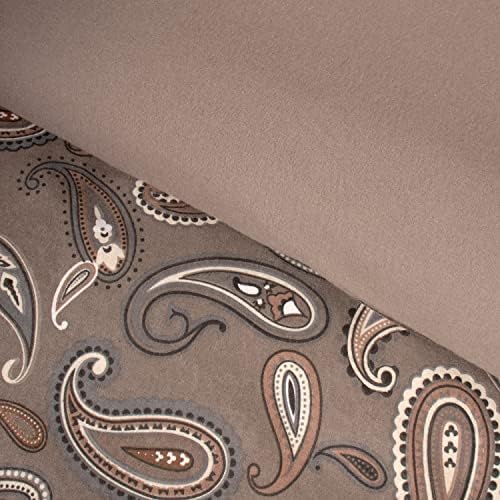 Superior Premium Cotton Flannel Duvet Cover Set - Grey Paisley FullQueen