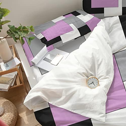 LooPoP 4PCS California King Duvet Cover Set Mid Century Pink Abstract Geometric