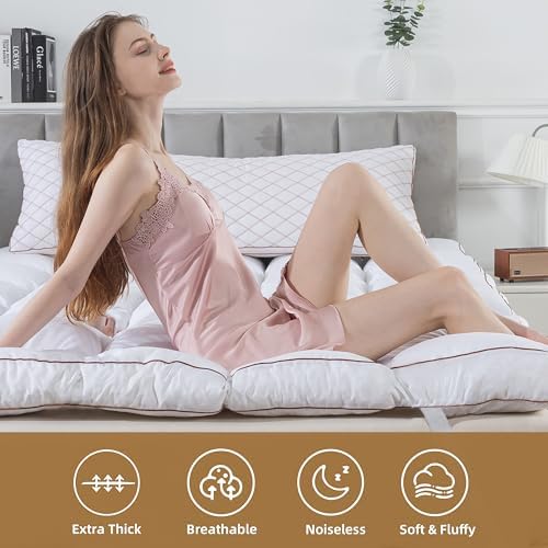 WhatsBedding 3 Inch Fluffy Memory Foam Mattress Topper King Size