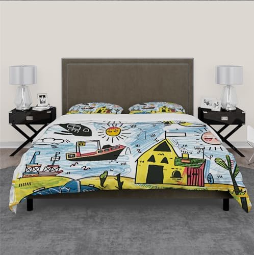 HOBBOY Kids Duvet Cover Set 3 Pieces Cartoon Design