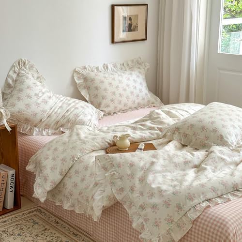 MKXI Floral Duvet Cover Set Queen Size 100 Cotton