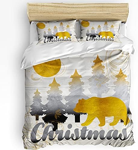 LooPoP Christmas Comforter Sets California King Bear Tree Bedding