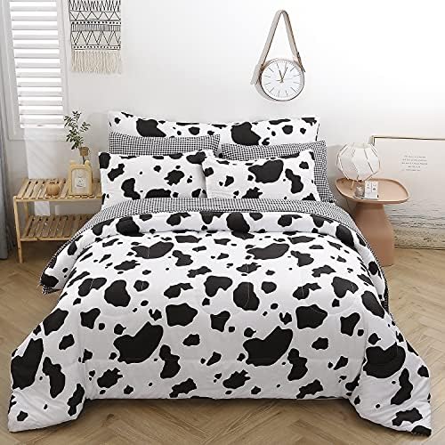 SUCSES Cow Print Twin Comforter Set 8 Pieces Bed in a Bag