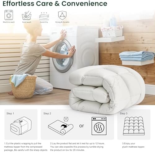 Loves Cabin Twin Mattress Topper Breathable Bamboo Rayon 900 GSM