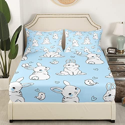 Feelyou Kids Rabbit Bed Sheet Set Twin Size 2Pcs