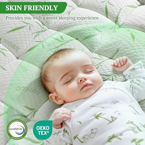 LIANLAM King Mattress Topper with 2In Thick Bamboo Viscose Pillow