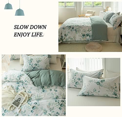 MILDLY Duvet Cover Leaf Pattern Queen Size 3 Pc Set