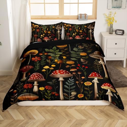 Feelyou Mushroom Duvet Cover Set Queen Size 3D Print