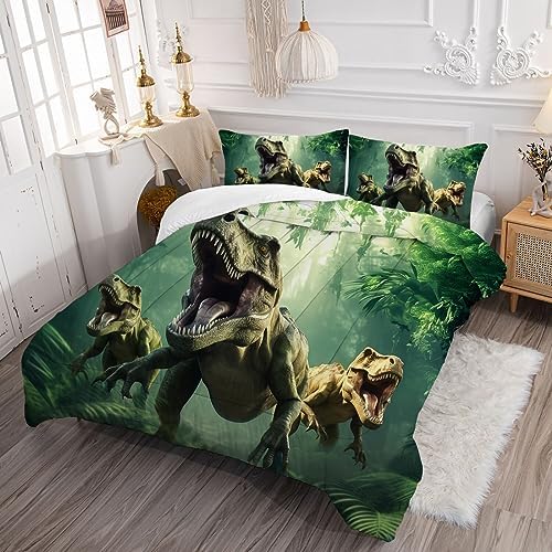 VTKON Kids King Dinosaur Comforter Set 3 Pieces