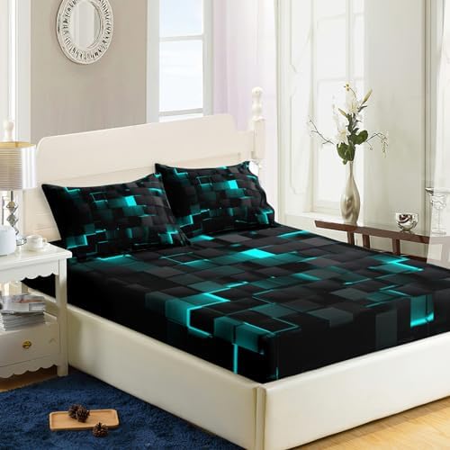 Nttopship Soft Fitted Sheet Twin Size with Pillowcases 3 Piece Set