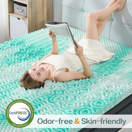 SINWEEK 2 Inch Mattress Topper Green 5-Zone Pressure Relief
