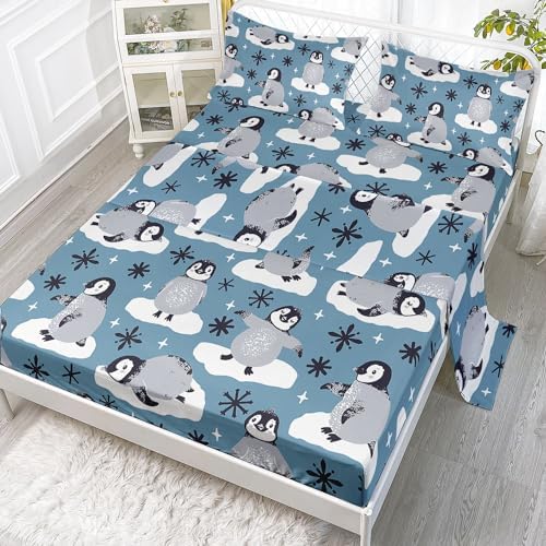 Cute Penguin Kids Sheet Set - 4Pcs Twin Bedding