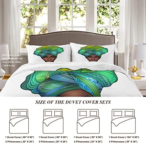 Shrahala African American Girl Duvet Cover Set Twin Size 3 Pieces
