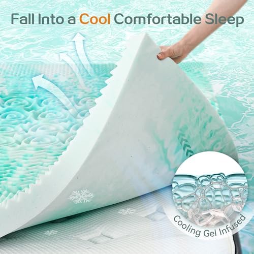 SINWEEK 2 Inch Mattress Topper Green 5-Zone Pressure Relief