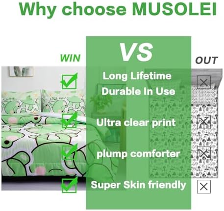 MUSOLEI 7 Piece Frog Comforter Set - Twin Size Kids Bedding