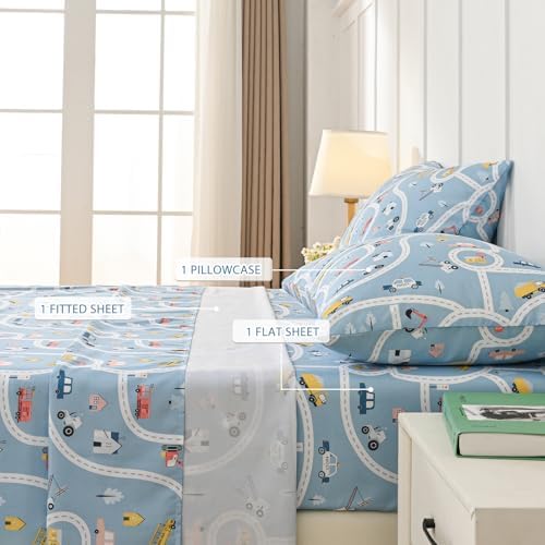 Vinogusto Twin Car Town 3-Piece Bedding Set