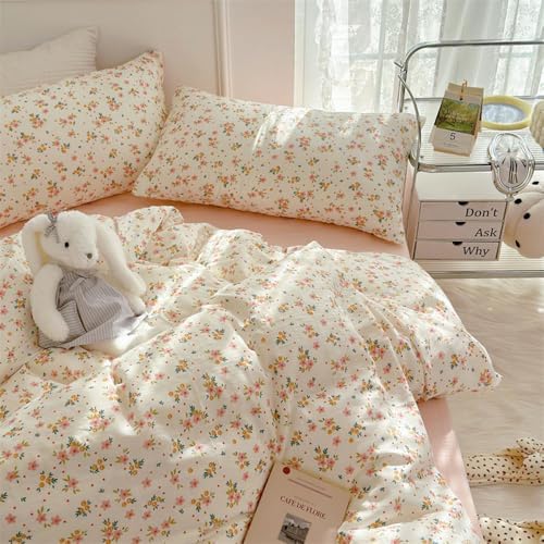 Pink Floral Duvet Cover Set Queen Size