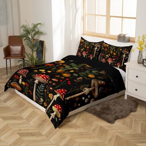 Feelyou Mushroom Duvet Cover Set Queen Size 3D Print